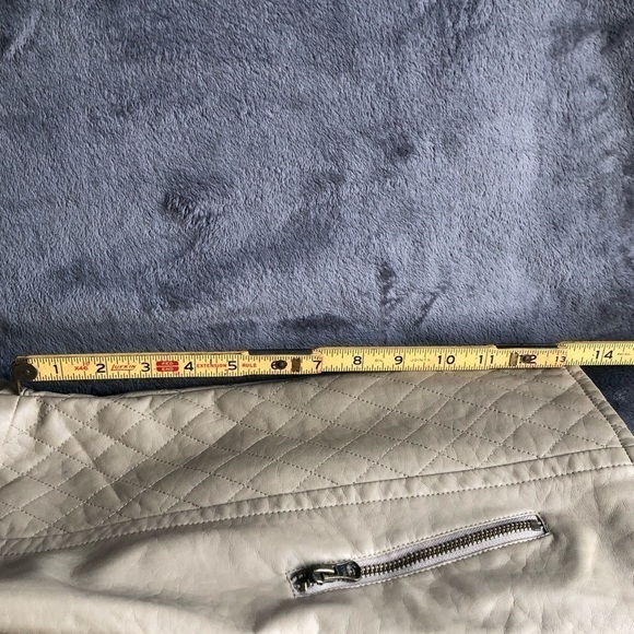 𝅺GEORGE‎ Faux Leather Biker Jacket Beige Tan Size L 12-14 - Picture 10 of 10